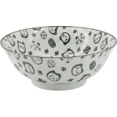 Tokyo Design Studio – Kawaii Lucky Cat Neko Ramen Kom – Zwart/Wit – Ø 19,5 cm – 1000 ml – Porselein