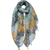 Juleeze Sjaal Dames Print 90x180 cm Zwart Geel Synthetisch