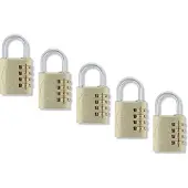 AMIG Hangslot Ø5 / 40x77mm – 4-cijferig Cijferslot – Messing – Geweldige Bouwkwaliteit – Set 5 Stuks