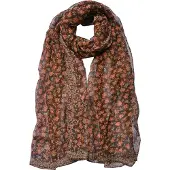 Juleeze Sjaal Dames Print 50x160 cm Bruin Rood Synthetisch Bloemen