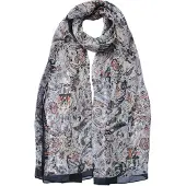 Juleeze Sjaal Dames Print 50x160 cm Zwart Synthetisch