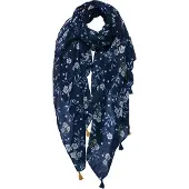 Juleeze Sjaal Dames Print 90x180 cm Blauw Wit Synthetisch Bloemen