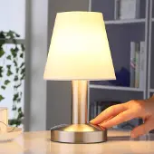 LINDBY Tafellamp Hanno , wit / opaal, Slaapkamer, Textiel / Stof / Zijde, Modern, Tafellamp