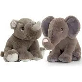 Keel Toys Pluche knuffels neushoorn en olifant safari vriendjes 25 cm - Knuffeldier