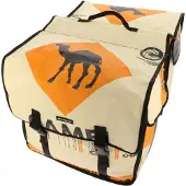 Morethanhip - Dubbele fietstas van gerecyclede cementzakken - Mumba kameel - 37 × 35 × 15 cm