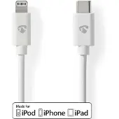 Nedis Lightning Kabel | USB 2.0 | Apple Lightning 8-Pins | USB-C Male | 480 Mbps | Vernikkeld | 1.00 m | R