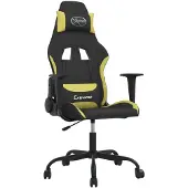 vidaXL Gamingstoel met massagefunctie, zwart en lichtgroen stof