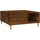 vidaXL Salontafel 80x80x36,5 cm bewerkt hout bruin eikenkleur