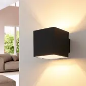 Arcchio Wandlamp Zuzana , dimbaar, zwart, Woon-/ Eetkamer, metaal, Modern, wandlamp