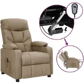 vidaXL Fauteuil verstelbaar elektrisch stof taupe