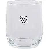 Clayre & Eef Waterglas Hart 300 ml Transparant Glas Drinkbeker Transparant Drinkbeker