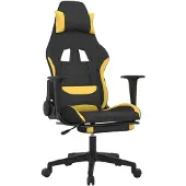 vidaXL Gamingstoel met massagefunctie en voetsteun, zwart en geel, met stoffen bekleding