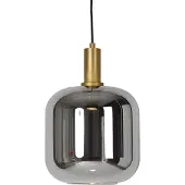 QAZQA Hanglamp zwart met goud en smoke glas incl. PUCC - Zuzanna