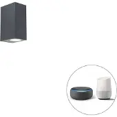 QAZQA Smart wandlamp donkergrijs IP44 incl. 2 Wifi GU10 - Baleno