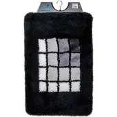 Wicotex - Badmat Zwart geblokt - Badmat - Antislip onderkant - Afmeting 60x90cm