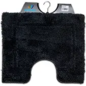 Wicotex - Toiletmat uni Zwart - Antislip onderkant - WC mat met uitsparing - Afmeting 50x60cm