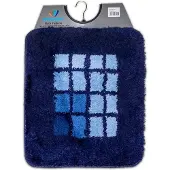 Wicotex - Bidetmat - WC mat - Toiletmat Blauw met kleine witte blokjes - Badmat - Antislip onderkant - Afmeting 50x60cm
