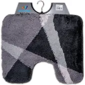 Wicotex - Toiletmat strepen Grijs - Antislip onderkant - WC mat met uitsparing - Afmeting 50x60cm