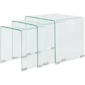 vidaXL Bijzettafel set 3-dlg transparant gehard glas