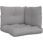 vidaXL Palletkussens 3 st stof grijs