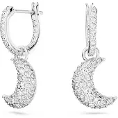 Swarovski Oorbellen - Luna drop earrings, Moon, Rhodium plated in white
