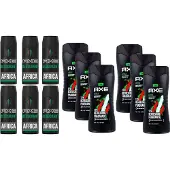 Axe Africa Pakket - 6x Africa 3in1 Douchegel 250 ml & 6x Africa Deodorant Bodyspray 150 ml