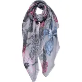 Juleeze Sjaal Dames Print 85x180 cm Beige Roze Synthetisch Bloemen