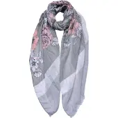 Juleeze Sjaal Dames Print 85x180 cm Grijs Synthetisch Bloemen