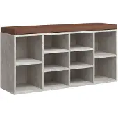 vidaXL Schoenenbank 103x30x48 cm bewerkt hout betongrijs