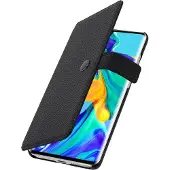 BigBen Interactive Façonnable, Hoesje geschikt voor Huawei P30 Pro - Sellier Folio met Gelakte Knop, Zwart