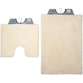 Wicotex Wicotex-Badmat set met Toiletmat-WC mat-met uitsparing beige uni-Antislip onderkant