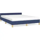 vidaXL Bedframe met hoofdeinde zonder matras 140x200 cm stof blauw