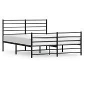 vidaXL Bedframe met hoofdeinde en voeteneinde, zwart, metaal, 150x200 cm