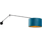 QAZQA Wandlamp zwart met velours kap blauw 35 cm verstelbaar - Blitz