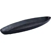 Ptmd Yaren Black Alu Oval Bowl With Border Small (Zwart, 88x29x6.5cm)