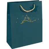Sigel Grote kerstcadeau-tas 'Kerstboom petrolkleur'