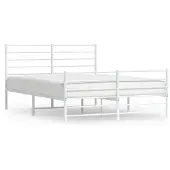 vidaXL Bedframe met hoofd- en voeteneinde metaal wit 150x200 cm