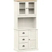 vidaXL Hoge kast VIGO, wit, 78x40x175 cm, massief grenenhout