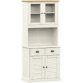 vidaXL Hoge kast VIGO 78x40x175 cm massief grenenhout wit
