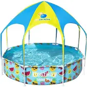 Bestway Steel Pro Kinderzwembad – UV Zonnescherm & Verkoelende Watersproeier – 244x51 cm