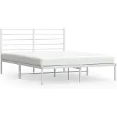 vidaXL Bedframe met hoofdeinde, metaal, wit, 150x200 cm