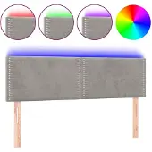 vidaXL Hoofdbord LED 144x5x78/88 cm fluweel lichtgrijs