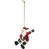 Clayre & Eef Kersthanger Kerstman 8 cm Rood Polyresin Kerstboomversiering Rood Kerstboomversiering