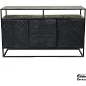 Benoa Jax 2 Door 2 Drawer Sideboard Black 150 cm (Zwart, 150x90x45cm)