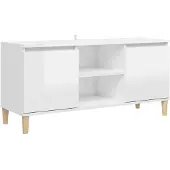 vidaXL Tv-meubel met houten poten 103,5x35x50 cm hoogglans wit