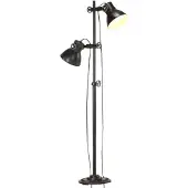 vidaXL Vloerlamp met 2 lampenkappen E27 gietijzer zwart