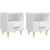 vidaXL Nachtkastjes 2 st 40x35x47 cm hoogglans wit