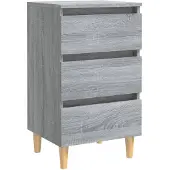 vidaXL Nachtkastje met massief houten poten 40x35x69 cm grijs sonoma