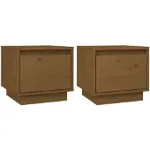 vidaXL Nachtkastjes 2 st 35x34x32 cm massief grenenhout honingbruin