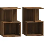 vidaXL Nachtkastjes 2 st 35x35x55 cm bewerkt hout bruin eikenkleur
